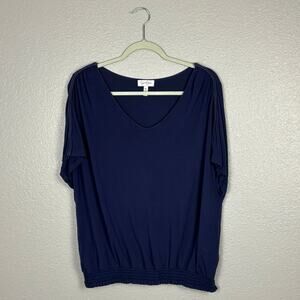 Jessica Simpson Esther Size XL Blue Ruched Bottom Short Sleeved Women’s Blouse